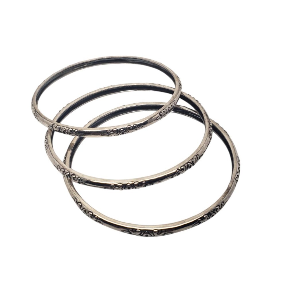 Silpada Sterling Silver Set Of 3 Willow Bangle XO Bracelets # 19624